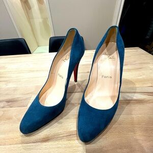 CHRISTIAN LOUBOUTIN Blue Eloise Navy Marine Suede Pumps EU 38/US 7.5